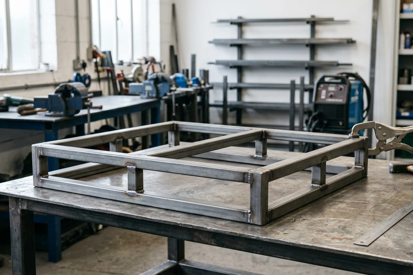 Welded steel frame fabricated in the DRST Trading workshop