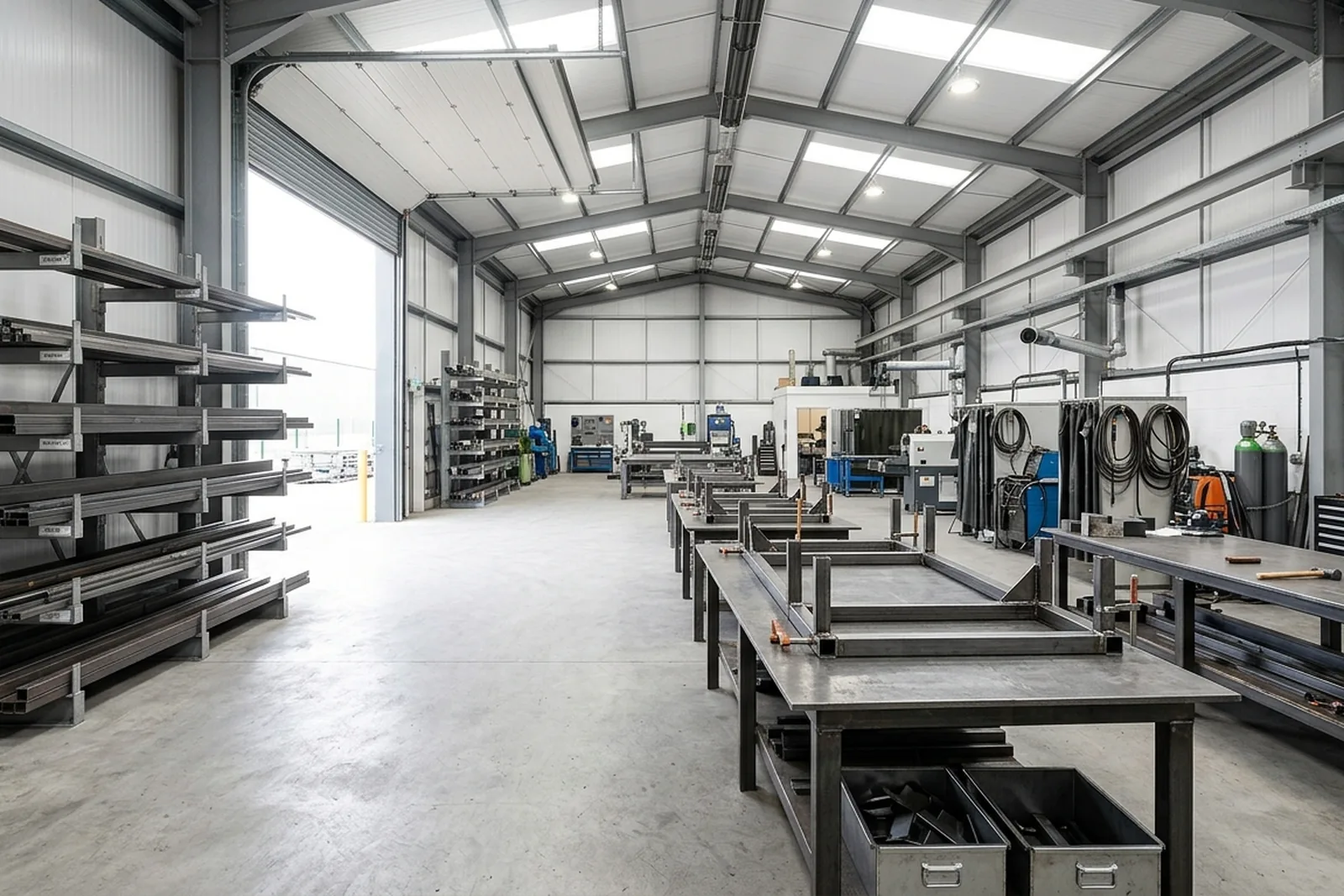 Inside the DRST Trading steel fabrication workshop in Leighton Buzzard